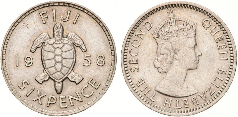 6 пенсов, Фиджи, 1958. 
